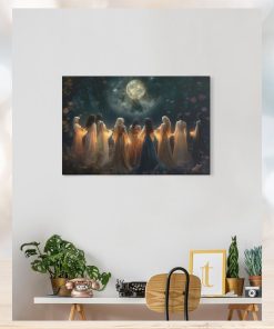 Moon Calling Magic Witchy Ritual Mythical Wall Art Print   Mystic Invocation Witch Halloween Poster Gift Gallery Wrapped Canvas Prints