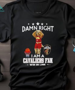 Moondog mascot damn right I am a Cavaliers fan win or lose shirt