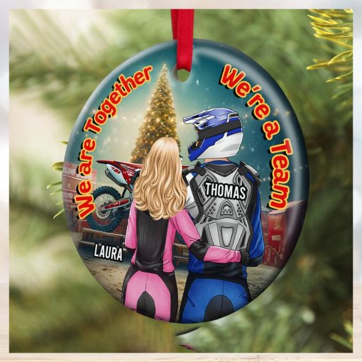 Motocross Couple We’re Together We’re A Team, Personalized Ornament, Gifts For Couple