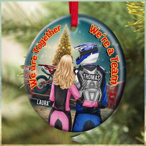 Motocross Couple We’re Together We’re A Team, Personalized Ornament, Gifts For Couple