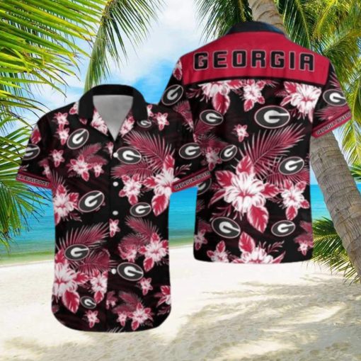 NCAA Georgia Bulldogs UGA Hawaiian Shirt Tropical Flower All Over Print