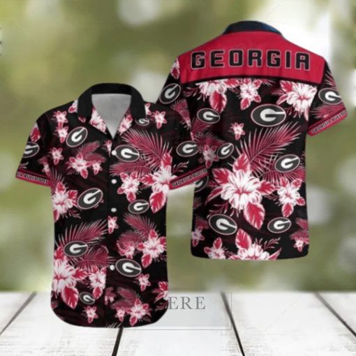 NCAA Georgia Bulldogs UGA Hawaiian Shirt Tropical Flower All Over Print