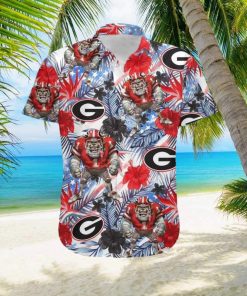 NCAA Georgia Bulldogs UGA Hawaiian Shirt,Aloha Shirt,Tropical Flora Beach Lovers Gift