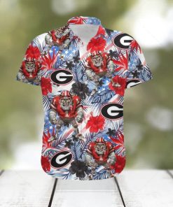 NCAA Georgia Bulldogs UGA Hawaiian Shirt,Aloha Shirt,Tropical Flora Beach Lovers Gift