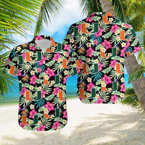 NCAA Miami Hurricanes Hawaiian Shirt hibisucus pattern