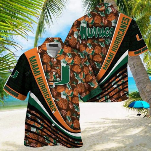 NCAA Miami Hurricanes Hawaiian Shirt palm leaves