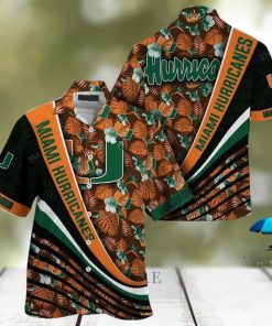 NCAA Miami Hurricanes Hawaiian Shirt palm leaves