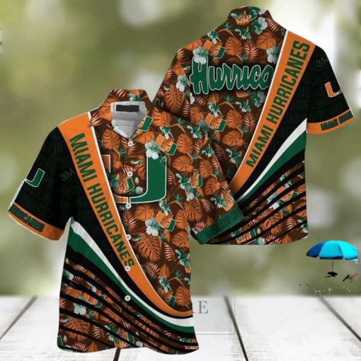 NCAA Miami Hurricanes Hawaiian Shirt palm leaves