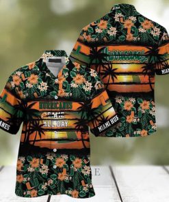 NCAA Miami Hurricanes Hawaiian Shirt traopical flower