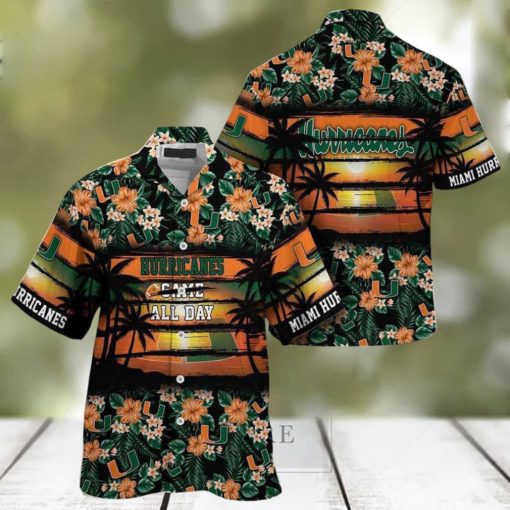 NCAA Miami Hurricanes Hawaiian Shirt traopical flower