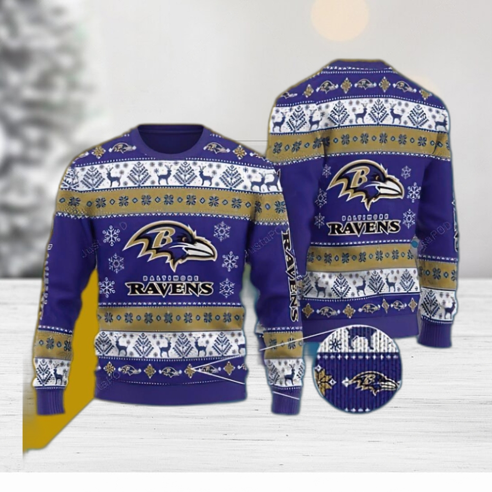 Baltimore Ravens Basic Pattern Knitted Sweater For Ugly Christmas