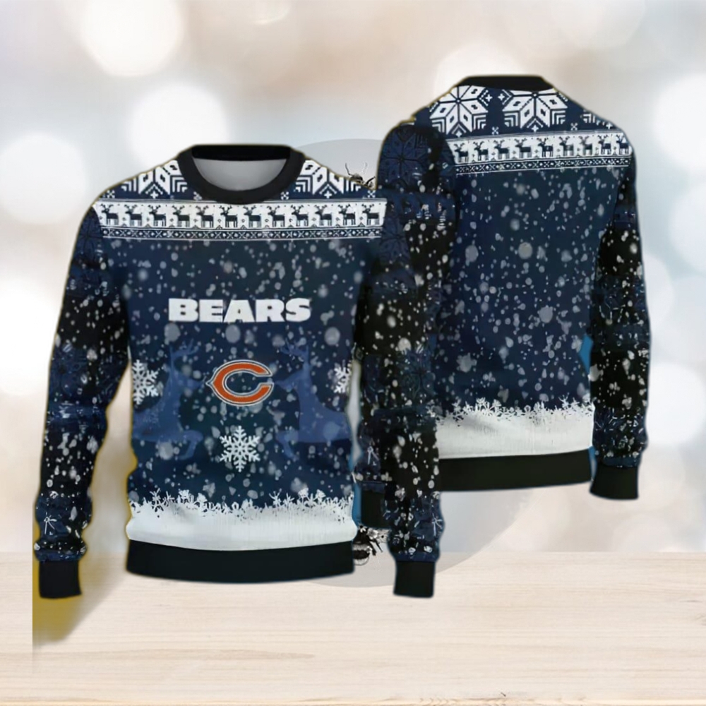 NFL Chicago Bears Poinsettia Ugly Xmas Sweater For Men Women - Limotees
