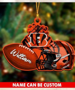 NFL Cincinnati Bengals Custom Name Rugby Ball Helmet Custom Shaped Ornament