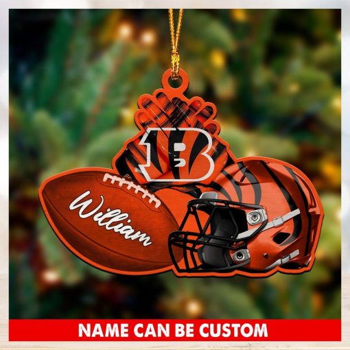 NFL Cincinnati Bengals Custom Name Rugby Ball Helmet Custom Shaped Ornament