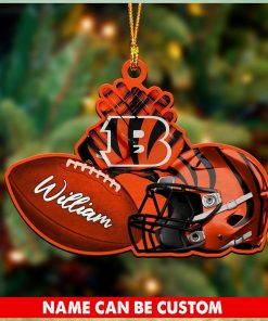 NFL Cincinnati Bengals Custom Name Rugby Ball Helmet Custom Shaped Ornament