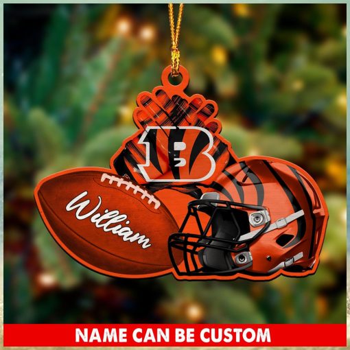 NFL Cincinnati Bengals Custom Name Rugby Ball Helmet Custom Shaped Ornament