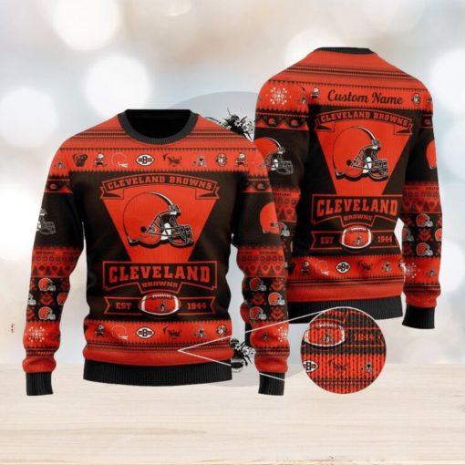 NFL Cleveland Browns Logo New Style Personalized Knitted 3D Sweater