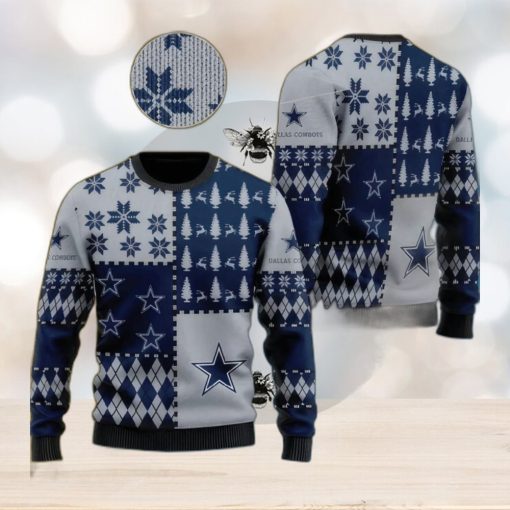 NFL Dallas Cowboys Snow Flower Tree Ugly Xmas Sweater