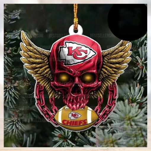 NFL Kansas City Chiefs Football Skull Logo Unique 2023 Christmas Ornament