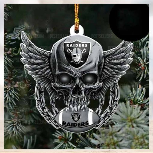 NFL Las Vegas Raiders Football Skull Logo Unique 2023 Christmas Ornament