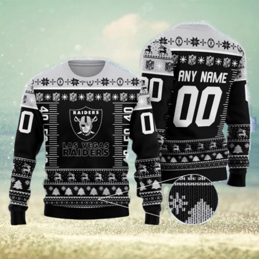 NFL Logo Las Vegas Raiders Ugly Christmas Custom Number And Name