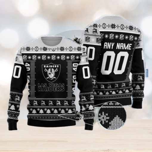 NFL Logo Las Vegas Raiders Ugly Christmas Custom Number And Name