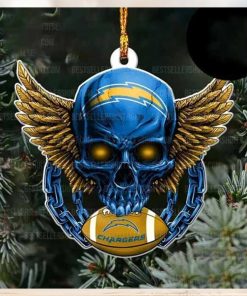 NFL Los Angeles Chargers Football Skull Logo Unique 2023 Christmas Ornament
