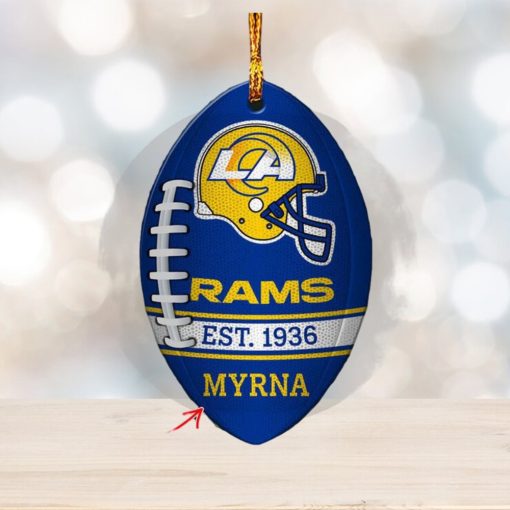 NFL Los Angeles Rams Football Xmas Gift Custom Name Christmas Football Ornament