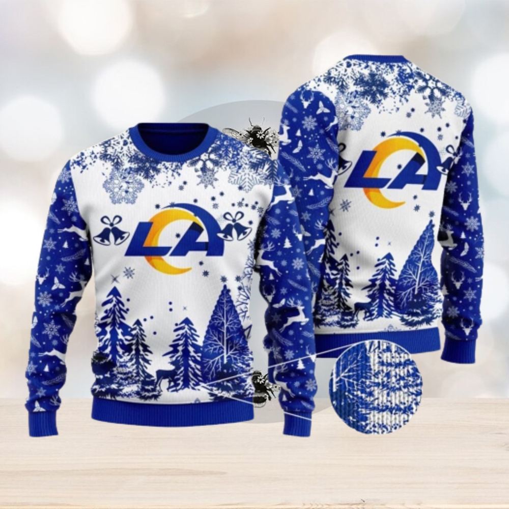 NFL Los Angeles Rams Skull Flower Ugly Christmas Ugly Sweater