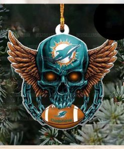 NFL Miami Dolphins Football Skull Logo Unique 2023 Christmas Ornament