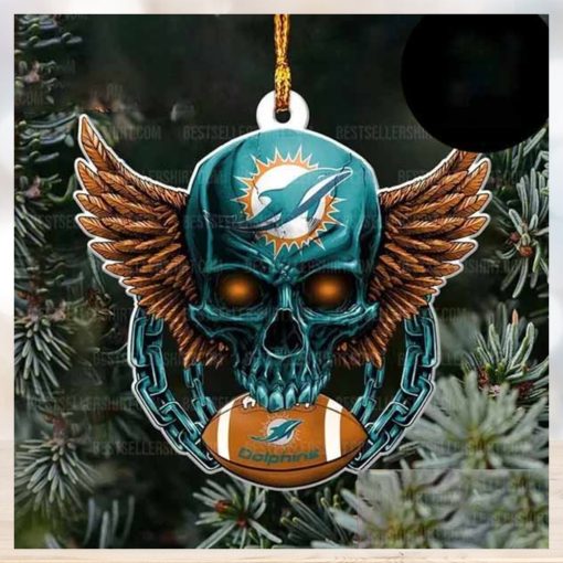 NFL Miami Dolphins Football Skull Logo Unique 2023 Christmas Ornament