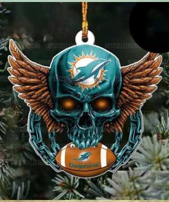 NFL Miami Dolphins Football Skull Logo Unique 2023 Christmas Ornament