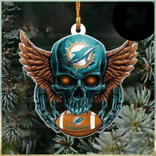 NFL Miami Dolphins Football Skull Logo Unique 2023 Christmas Ornament