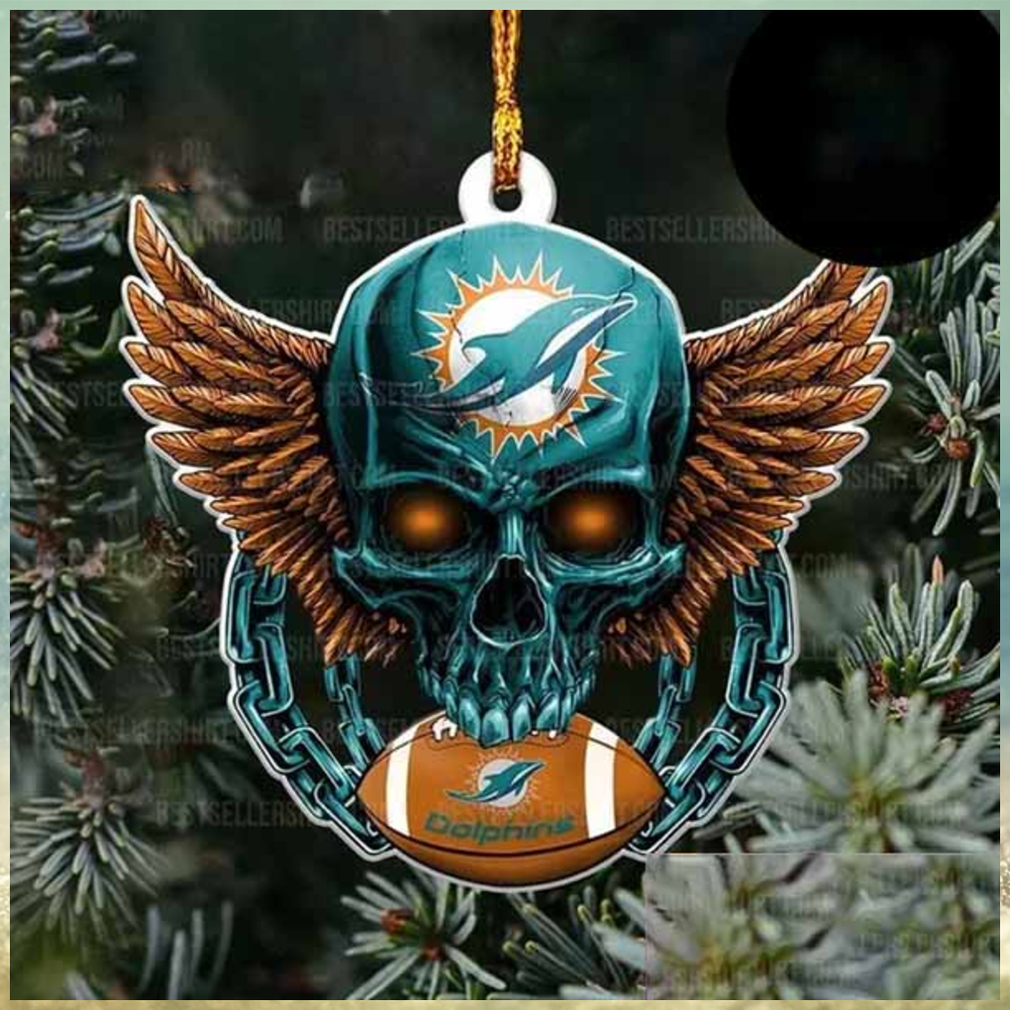 NFL Miami Dolphins Football Skull Logo Unique 2023 Christmas Ornament NFL Miami Dolphins Football Skull Logo Unique 2023 Christmas Ornament