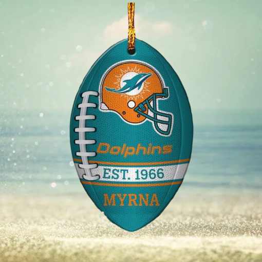 NFL Miami Dolphins Football Xmas Custom Name Tree Decorations Ornament