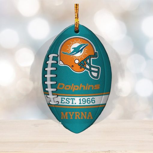 NFL Miami Dolphins Football Xmas Custom Name Tree Decorations Ornament