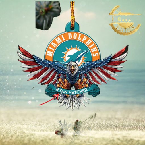 NFL Miami Dolphins Xmas American US Eagle Custom Name Ornament