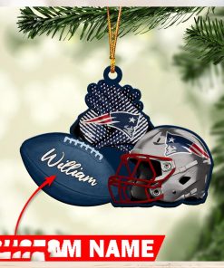 NFL New England Patriots Custom Name Rugby Ball Helmet Custom Shaped Ornament