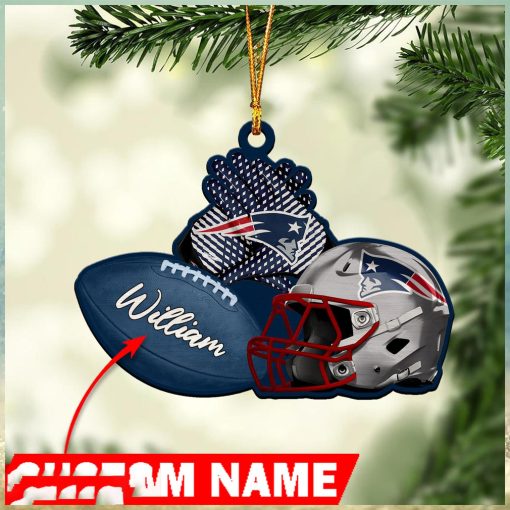 NFL New England Patriots Custom Name Rugby Ball Helmet Custom Shaped Ornament