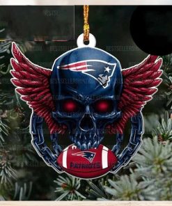 NFL New England Patriots Football Skull Logo Unique 2023 Christmas Ornament