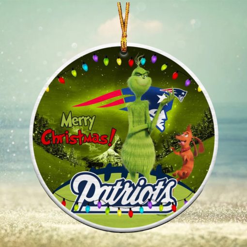 NFL New England Patriots Funny Grinch Round Ornament