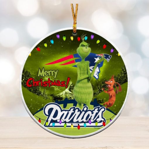 NFL New England Patriots Funny Grinch Round Ornament