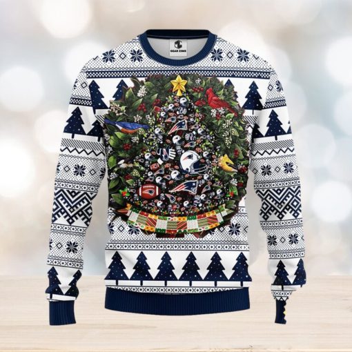 NFL New England Patriots Ugly Christmas Sweater Ball Pine Tree Christmas Unisex Sweater