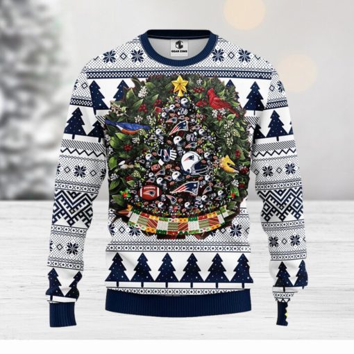 NFL New England Patriots Ugly Christmas Sweater Ball Pine Tree Christmas Unisex Sweater