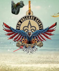 NFL New Orleans Saints Xmas American US Eagle Custom Name Ornament