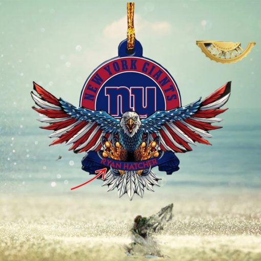 NFL New York Giants Xmas American US Eagle Custom Name Ornament