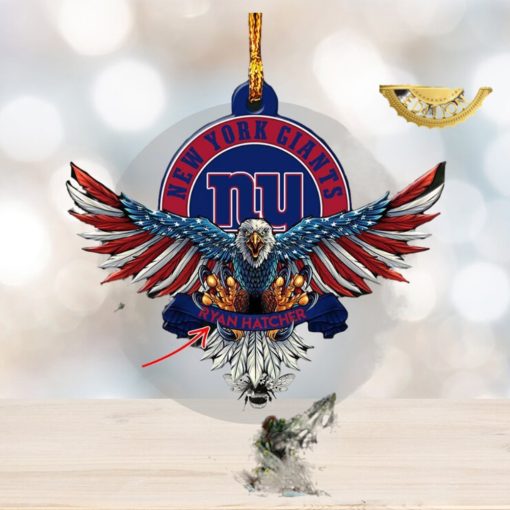 NFL New York Giants Xmas American US Eagle Custom Name Ornament