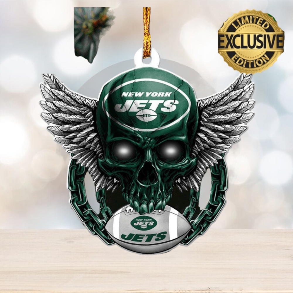 Jets Skull Santa Hat Ugly Christmas Sweater For Fans