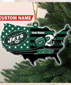 NFL New York Jets Flag Map US Personalized 2023 Christmas Ornament
