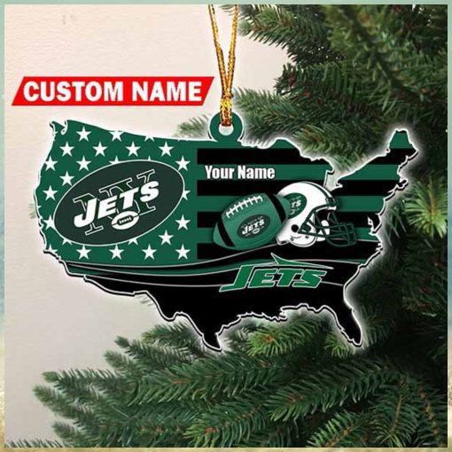 NFL New York Jets Flag Map US Personalized 2023 Christmas Ornament